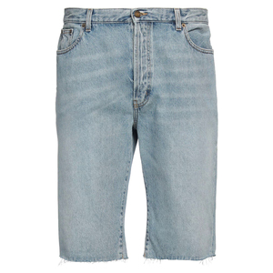 High Demand Men's Street Style Straight Denim Shorts Solid Color Knitted Fabric Men's Workout Denim Shorts - Product Image 1