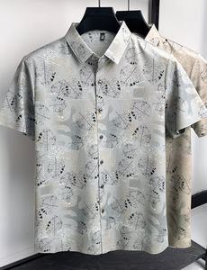 Camisa Casual de Manga Corta para Hombre, Estampado Digital, Cuello Camisero, Transpirable, Poliéster Popelina, Estilo Veraniego - Product Image 4