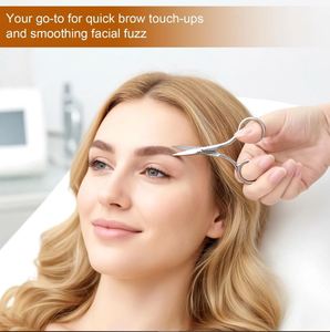 2 tijeras para el cuidado del vello facial para hombres y mujeres, kit de tijeras de acero inoxidable puntiagudas y redondas para cejas, vello de nariz y bigote - Product Image 5