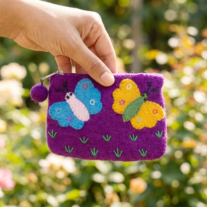 Monedero de Lana con Diseño de Mariposa Morada para Niñas, Patrón Personalizable, Mini Monedero con Cierre, Accesorio de Uso Diario, Moderno y Elegante para Niños - Product Image 3