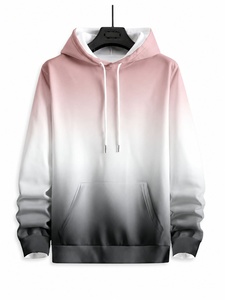 Sudadera con Capucha Unisex de Color Degradado, Corte Holgado, Informal, de Algodón Tejido, Manga Larga con Bolsillo, Ropa de Invierno de Secado Rápido - Product Image 2