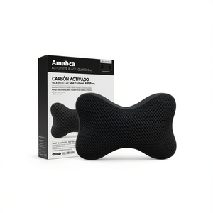Amato Automotive Black Quilted Polyfill <b>Neck</b> Rest Car Seat <b>Cushion</b> & Pillow - Product Image 2