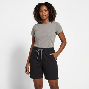 Pantalones Cortos Bermuda Negros para Hombre, Cintura Media, Casuales, de Algodón, con Bolsillos, Transpirables, Tejido Sólido - Product Image 6
