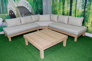 Ensemble de canapés d'angle en acacia avec structure en bois massif, finition résistante aux intempéries et coussins épais, idéal pour la détente en plein air et le jardin - Product Image 3