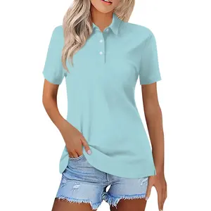 Camiseta polo ligera para mujer, con cuello, tela transpirable, elegante, de corte ajustado, estilo casual y moderno. - Product Image 1