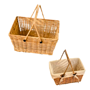 Cesta de Almacenamiento de Mimbre Ecológica con Soporte de Ratán y Forro de Algodón Suave, Ideal para Regalos, Vietnam - Product Image 1