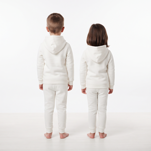 Conjunto Deportivo de Felpa con Capucha para Niños, Color Blanco Sólido, Ropa Casual Personalizada para Niños y Niñas - Product Image 2