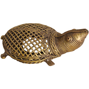 Handmade 4\" Dhokra Brass <b>Tortoise</b> Sculpture for <b>Gifting</b> Made in India - Product Image 1