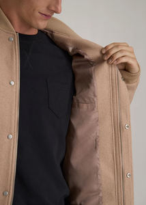 Veste de baseball en toile 100% laine avec logo personnalisé sur le devant, imperméable, veste bomber d'hiver pour hommes - Product Image 2
