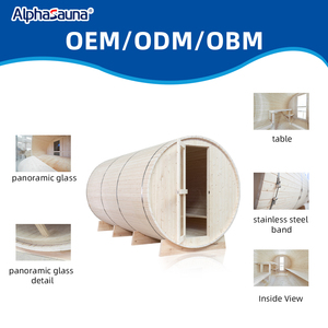 Cabina de Sauna de Madera Maciza de Hemlock para Acampar al Aire Libre, con Ventana Panorámica de Vidrio y Juego de Muebles, para 4-6 Personas - Product Image 4