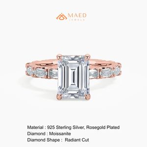 แหวนพลอยทรงเหลี่ยมมรกตสุดหรูสำหรับผู้หญิง สีโรสโกลด์ เหมาะสำหรับงานหมั้น งานแต่งงาน งานครบรอบ งานปาร์ตี้ หรือใส่ในชีวิตประจำวัน เป็นของขวัญ นำเข้าจากสหรัฐอเมริกา - Product Image 6