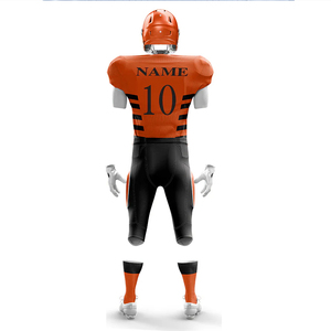 Uniforme de Fútbol Americano para Adultos, Jersey Sublimado Naranja de Manga Tres Cuartos, Pantalones Negros Transpirables con Absorción de Humedad - Product Image 1