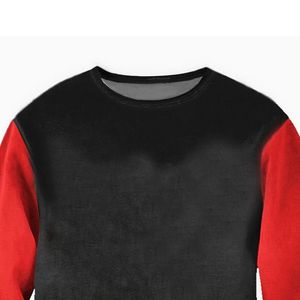 เสื้อสเวตเชิ้ตคอกลมแขนยาวสีดำแดงตัดกันสำหรับผู้ชาย เสื้อสวมหัวลำลองสำหรับฤดูใบไม้ร่วงและฤดูหนาว - Product Image 4