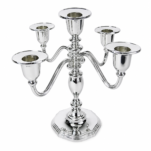 Elegant 3-Arm Metal Candelabra <b>Silver</b> Candle Holder Tall Vintage Wedding Centerpiece Tabletop Antique Style <b>Candlestick</b> Stand - Product Image 6