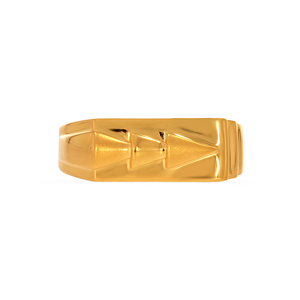 Bague large dorée de qualité supérieure avec motif géométrique contemporain en chevron, bague audacieuse et polie pour homme - Product Image 3