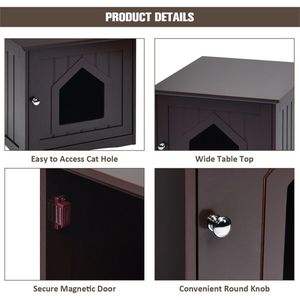 Lettiera per Gatti in Legno Marrone da 20 Pollici, Tavolino e Cuccia per Animali Domestici - Product Image 6