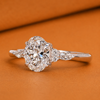 Bague de fiançailles en diamant de laboratoire ovale de 1,00 carat, diamants marquise et ronds sur les côtés, bague à 7 pierres, bague de mariage pour femme, demande en mariage unique
