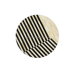 Bone Inlay Resin Tripod Coffee <b>Table</b> With Metal Rod Stand <b>Black</b> Powder Coating Finishing Round Shape For <b>Living</b> <b>Room</b> - Product Image 3