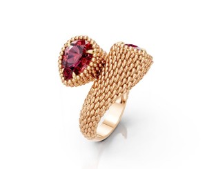 Luxury 925 Sterling Silver Rose <b>Gold</b> Plated Ruby Stone <b>Ring</b> Beaded Twist Design Women Statement Jewelry - Product Image 3