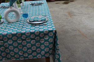 Custom Floral Colorful Hand Block Print <b>Table</b> Cover Woven Cotton <b>Table</b> Cloth for Wedding <b>Decoration</b> Colorful Wedding <b>Table</b> - Product Image 5