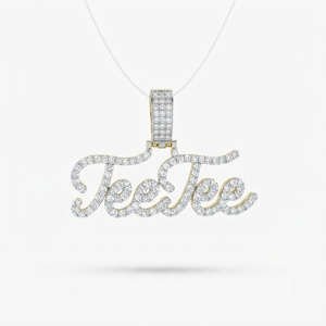 925 <b>Silver</b> Rhodium Plated Natural Diamond Iced <b>Initial</b> Script Cursive Nameplate Pendants Custom Letters Charms Gift Party - Product Image 1