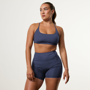 Ensemble de vêtements de sport pour femmes, soutien-gorge de sport taille haute et short, couleur unie, sans couture, respirant, vêtements de yoga et d'entraînement pour femmes - Product Image 5