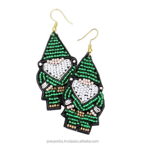 Brodé perlé bonhomme de neige boucles d'oreilles à la main bijoux de noël coloré hiver boucles d'oreilles pour les femmes fête en gros - Product Image 3