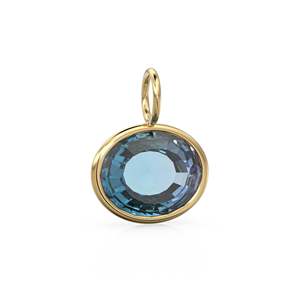 Colgante de Oro Sólido Amarillo de 14k con Espinela Bicolor de 4.60ct, Gema Azul de Corte Ovalado, Piedra de Nacimiento de Agosto - Fino Adorno de Joyería - Product Image 3