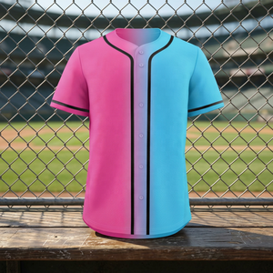 Maillot de baseball personnalisé à dégradé, manches courtes, boutonné, pour équipe sportive, uniforme athlétique par sublimation - Product Image 4