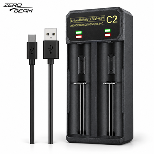 Cargador USB C de 2 ranuras para baterías recargables ZEROBEAM, cargador portátil de baterías de iones de litio y NiMH para 21700, 18650, 26650 - Product Image 1