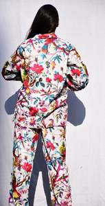 Pijama de algodón para mujer, vestido de noche de verano para la playa, camisón de algodón suave estampado con botones, conjunto de camisa de pijama larga estampada. - Product Image 6