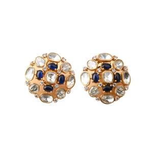 Concessionnaire de confiance vendant des boucles d'oreilles de cadeau de fiançailles pour femmes cloutées en pierre de Moissanite plaquée or en Inde - Product Image 1