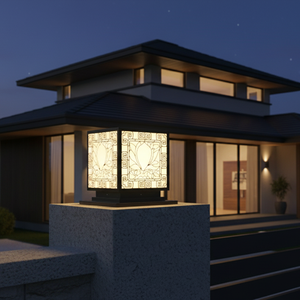 Lámpara de Jardín LED Geométrica, Lámpara de Poste Exterior de Acero con Recubrimiento de Polvo Negro de 12 Pulgadas, Iluminación Cálida para Jardín, para Villa, 220V - Product Image 6