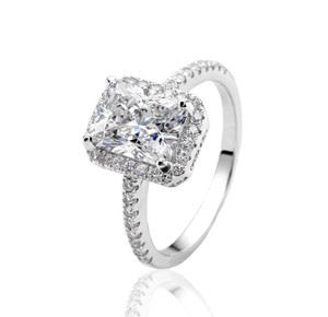 Anillo de Moissanita Radiant Eternity de 2 Quilates, Plata de Ley 925, Corte Radiante Clásico, Anillo de Boda Chapado en Oro - Product Image 1