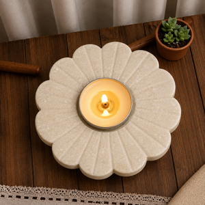 Kayampura Eco-Friendly Handmade Marble Gold Foil <b>Tealight</b> Candle <b>Holder</b> | Festive Home Decor | Indian Marble T-Light for Wedding - Product Image 1