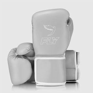 นวมชกมวย Fly Boxing Gloves Superloop X สีเทา พร้อมสายรัดข้อมือปรับได้ ปิดด้วยตัวล็อคแบบตะขอเกี่ยว ทำจากหนังวัวแท้ อุปกรณ์ชกมวย - Product Image 1