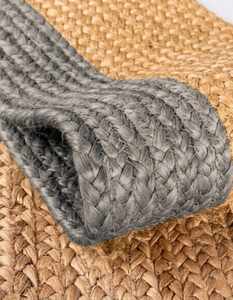 Handmade Gray Border Jute <b>Round</b> Rug Woven Natural Fiber Floor <b>Carpet</b> for Farmhouse Boho Rustic Home Decoration - Product Image 3