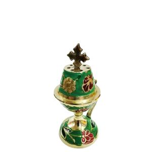 Custom Color Flower Design <b>Incense</b> <b>Burner</b> Cross On top Handcrafts Design Brass Censer Aromatherapy Diffuser Brass <b>Burner</b> Latest - Product Image 1