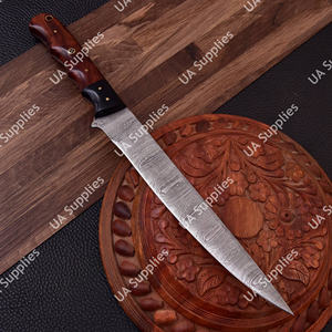 มีดแล่เนื้อเหล็กดามัสกัสแบบเต็มด้าม น้ำหนักเบา ขนาด 7 นิ้ว ด้ามไม้พะยูงธรรมชาติ ผิวขัดเงา คุณภาพระดับอุตสาหกรรม ผลิตด้วยมือ - Product Image 2