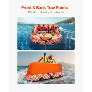 Bouée gonflable en PVC pour 1 ou 4 personnes, capacité 680 lbs, pour sports nautiques et remorquage de bateau - Product Image 6