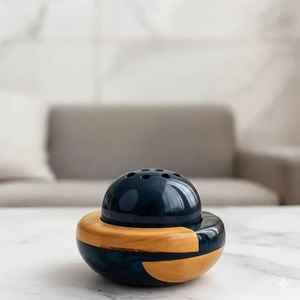 Nouveau style diffuseur d'aromathérapie en métal et résine, brûleur d'encens catalytique, brûleur d'encens parfumé, support de brûleur d'encens en métal et bois - Product Image 3