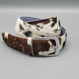 Ceinture en cuir de vachette noir massif vintage rivetée avec boucle ardillon en alliage argenté, style décontracté, cuir véritable, largeur 3,5 cm, 120 cm - Product Image 2