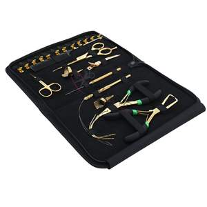 Kit d'outils pour extensions de cheveux dorées avec pince à sertir en acier inoxydable de qualité chirurgicale, ouvre-perles, pince de retrait, ciseaux à clips pour usage en salon - Product Image 1