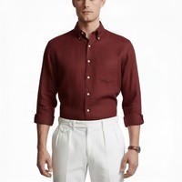 Kemeja Pria Kasual Lengan Panjang Kancing Twill 100% Katun Bernapas Lembut Regular Fit Pakaian Kantor Harian Atasan