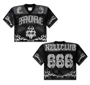 Maillot de football/soccer en maille surdimensionné personnalisé pour homme, style streetwear américain, coupe carrée, impression sérigraphique 2025 - Product Image 2