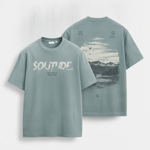 T-shirt à manches courtes et col rond pour homme, coupe ample, imprimé montagne Solitude, coupe régulière, décontracté, en jersey de coton - Product Image 4