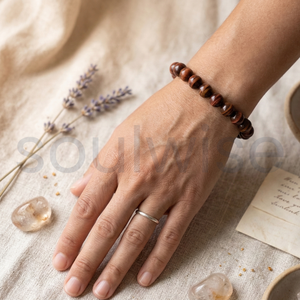 Divine Solutions <b>Red</b> Tiger Eye <b>Bracelet</b> with Buddha Charm-Unisex Gift for Hindu Occasions - Product Image 4