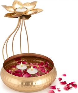 Luxury Gift Metal Urli Bowl Vintage Style Floating Diya Flower Decorative Bowl for <b>Home</b> <b>Temple</b> Decor - Product Image 3