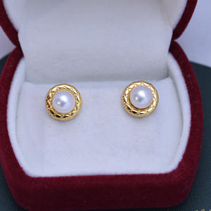 Freshwater 7-8mm White Strong <b>Light</b> Almost Flawless Pearls S925 Silver <b>Triangle</b> Bird's Nest Shaped Earrings - Product Image 1