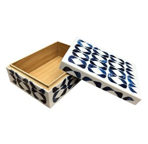 Blue Floral Resin Jewelry Box Decorative Storage Case Hand Carved Gift Organizer for Wedding Display - Product Image 1